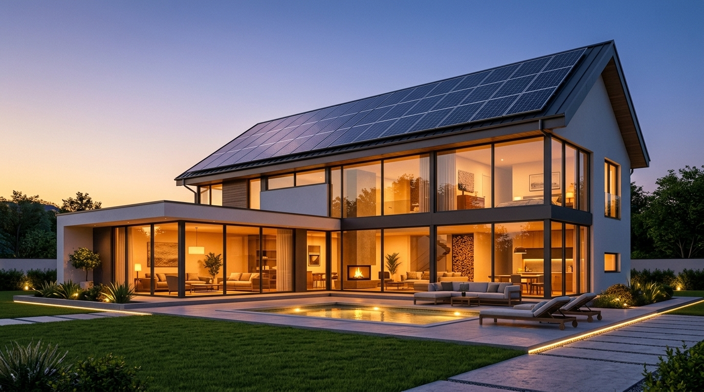 Modern Luxury Home with Solar Panels